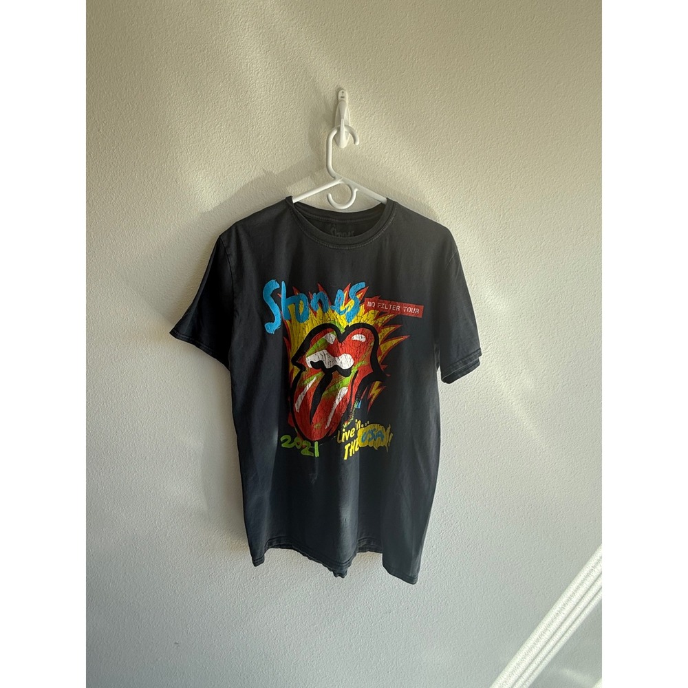 Rolling Stones 2021 No Filter Tour T-Shirt Mens Medium Black Concert Graphic Tee